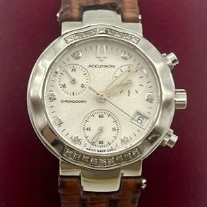 Accutron Real Diamonds Watch, 30mm size case, 8in long band